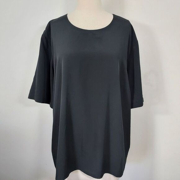 Maggie Barnes Black Dressy Blouse Keyhole Back Boxy Flowy Womens Plus Size 4X - Picture 2 of 11